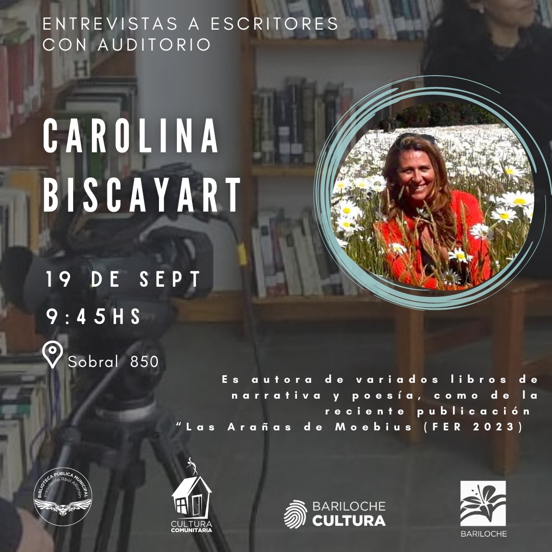 Carolina Biscayart se presentará en el Ciclo de Entrevistas a Escritores barilochenses