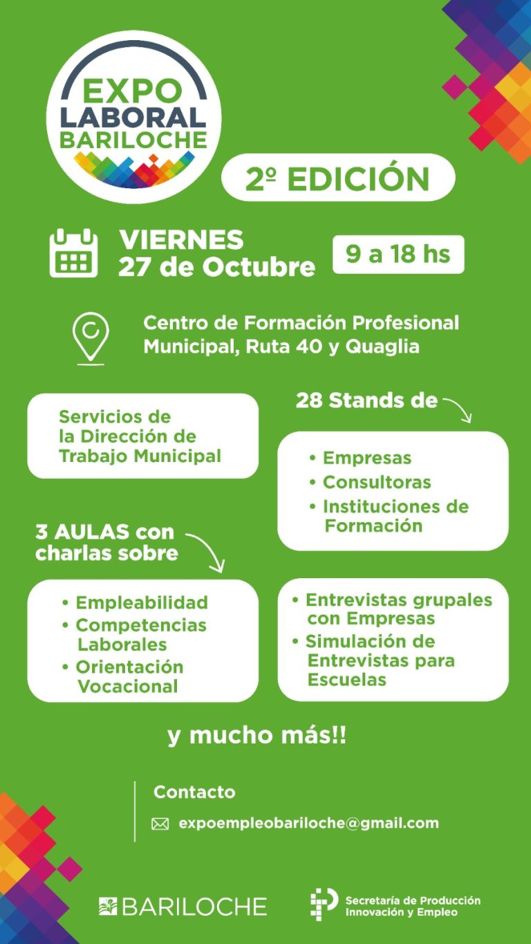 Llega la segunda edición de la Expo Laboral Bariloche