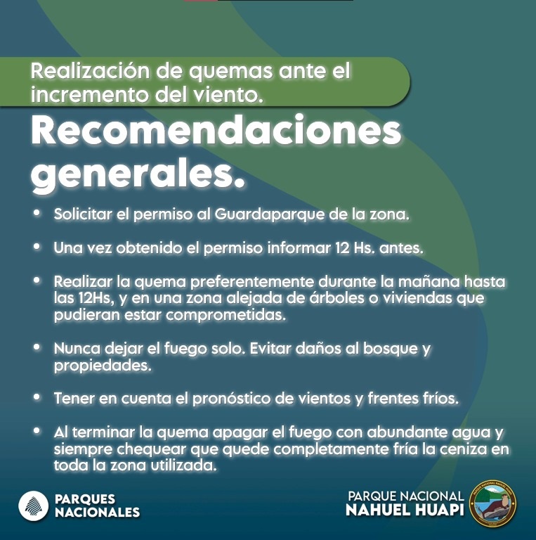 Recomendaciones generales para la realización de quemas ante el incremento del viento