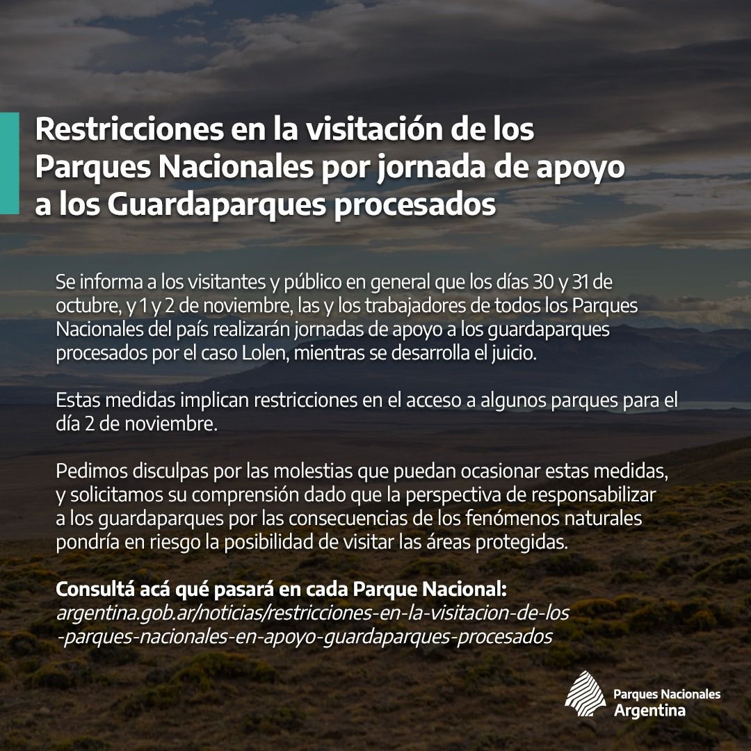 Restricciones en el Parque Nahuel Huapi en apoyo a Guardaparques procesados