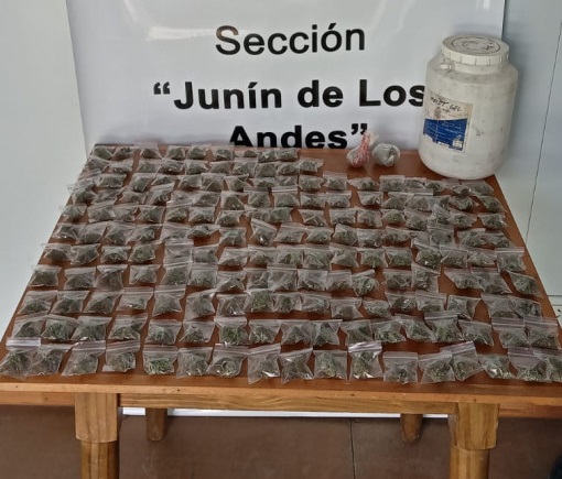 Decomisan 174 bolsitas que contenían marihuana fraccionada en Junín de los Andes