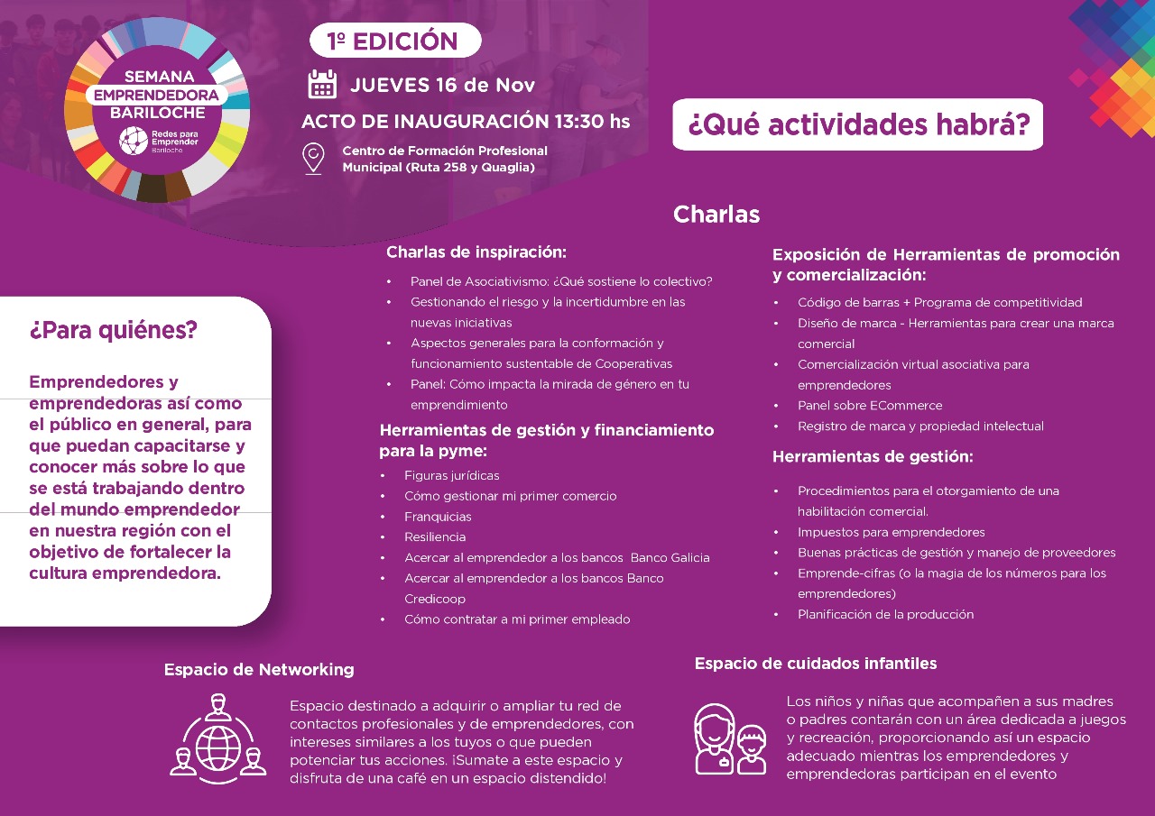 Inscripciones abiertas para la Semana Emprendedora en Bariloche