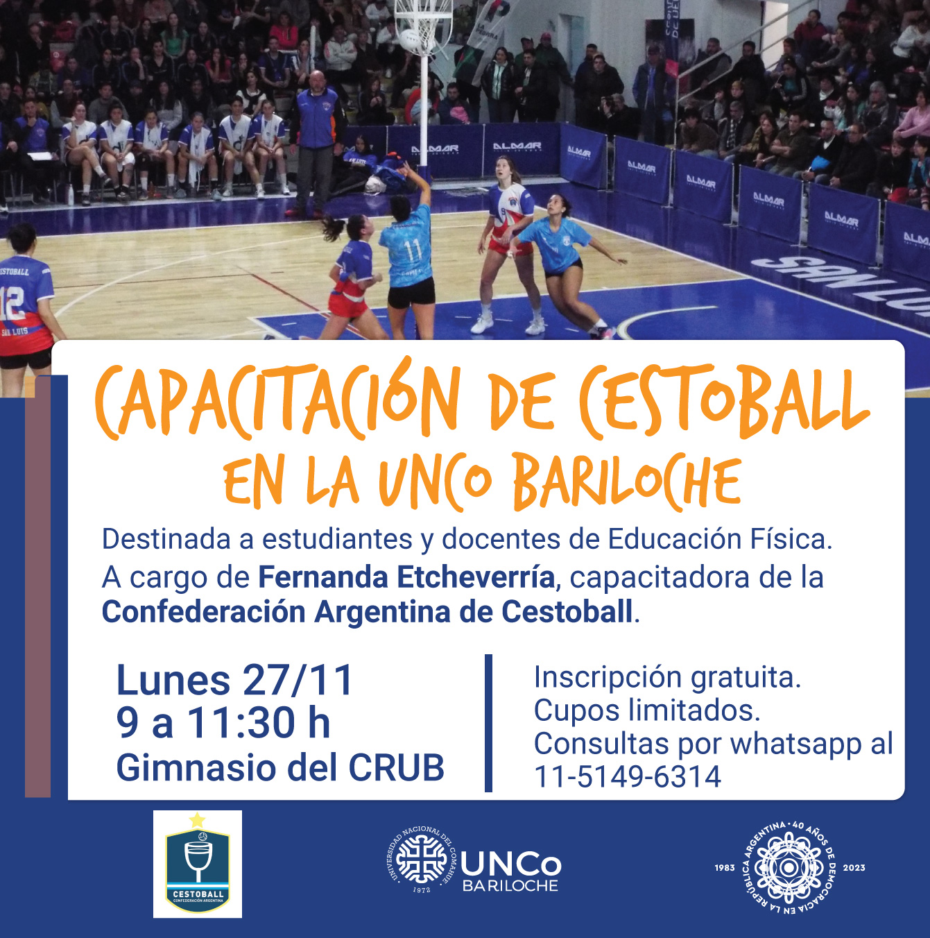 Capacitación de cestoball en la UNCo Bariloche