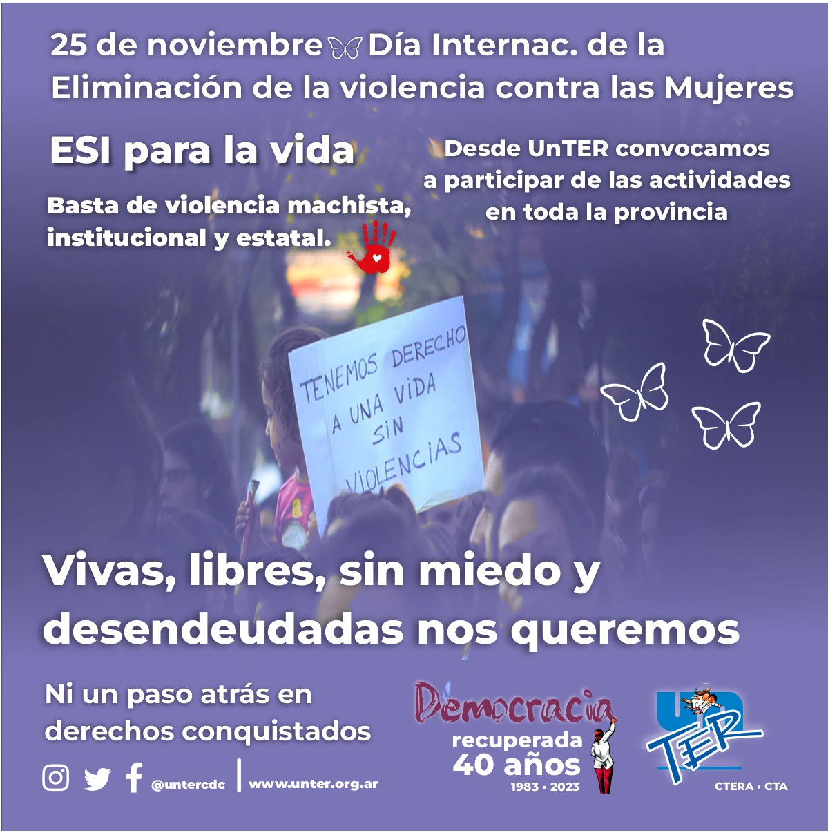 Unter: 25N volveremos a colmar las plazas en defensa de nuestros derechos