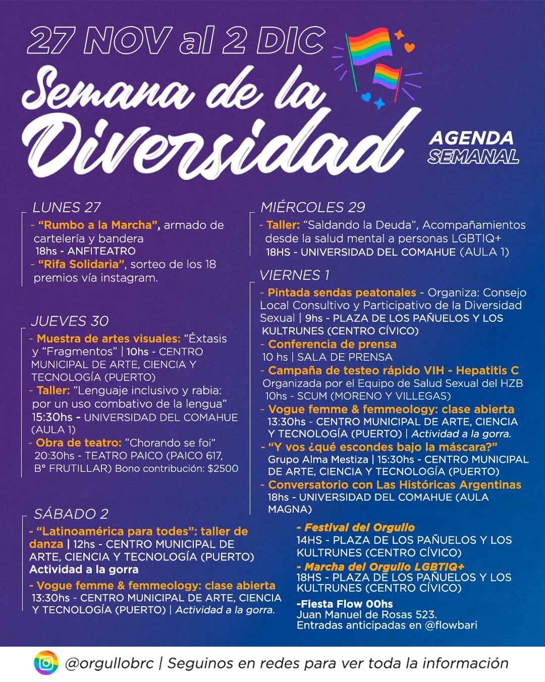 Comienza la Semana de la Diversidad en Bariloche camino a la XI Marcha del Orgullo