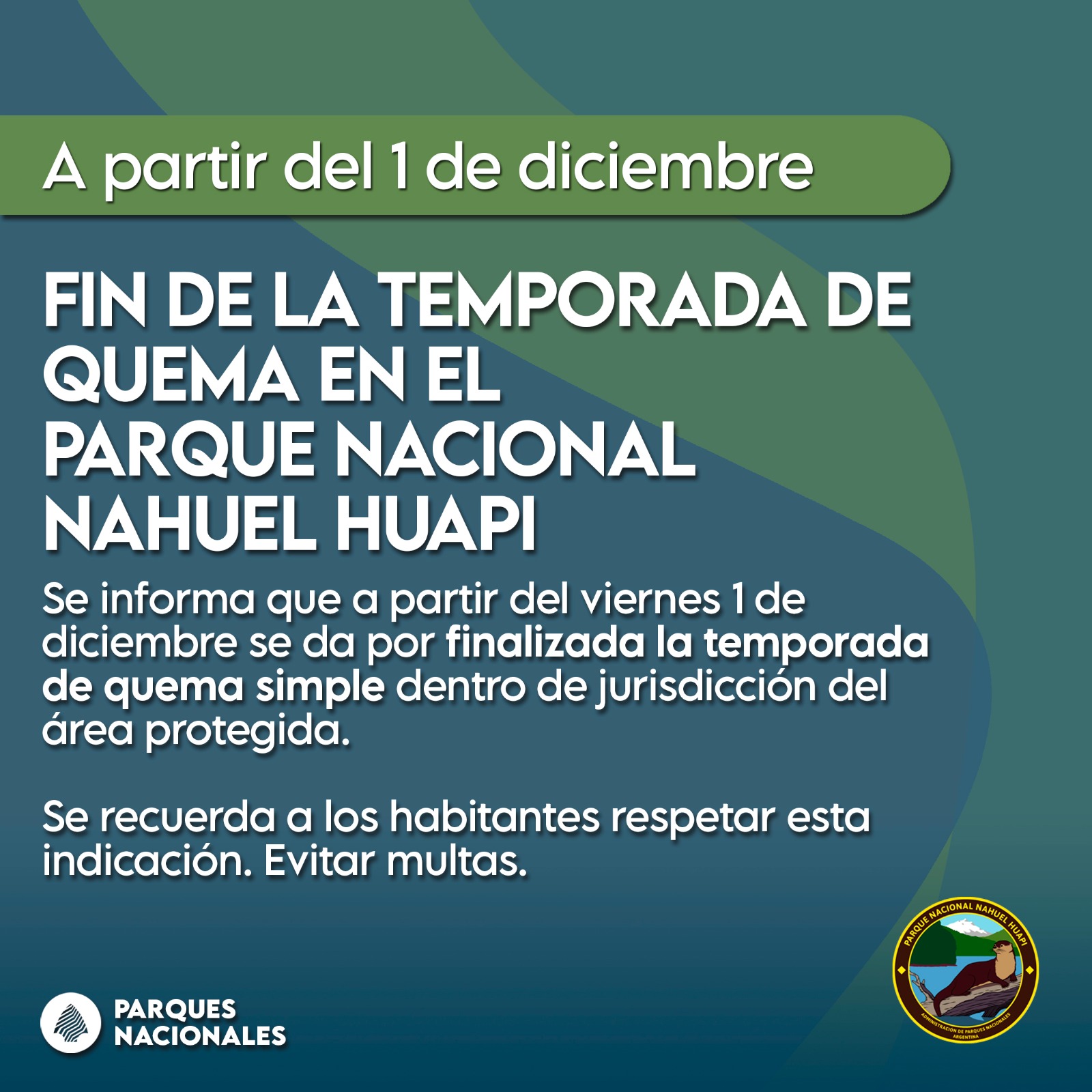  Fin del periodo de quemas simples 2023 en el Parque Nahuel Huapi