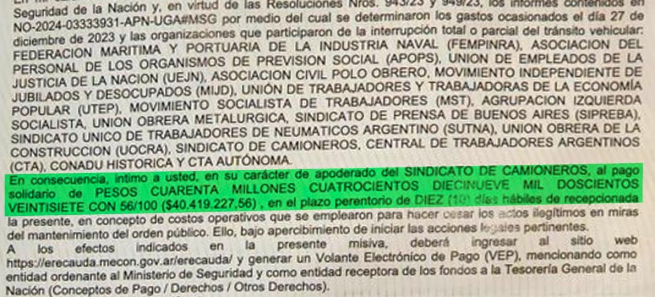 El Gobierno nacional intimó a sindicatos a pagar hasta $56 millones