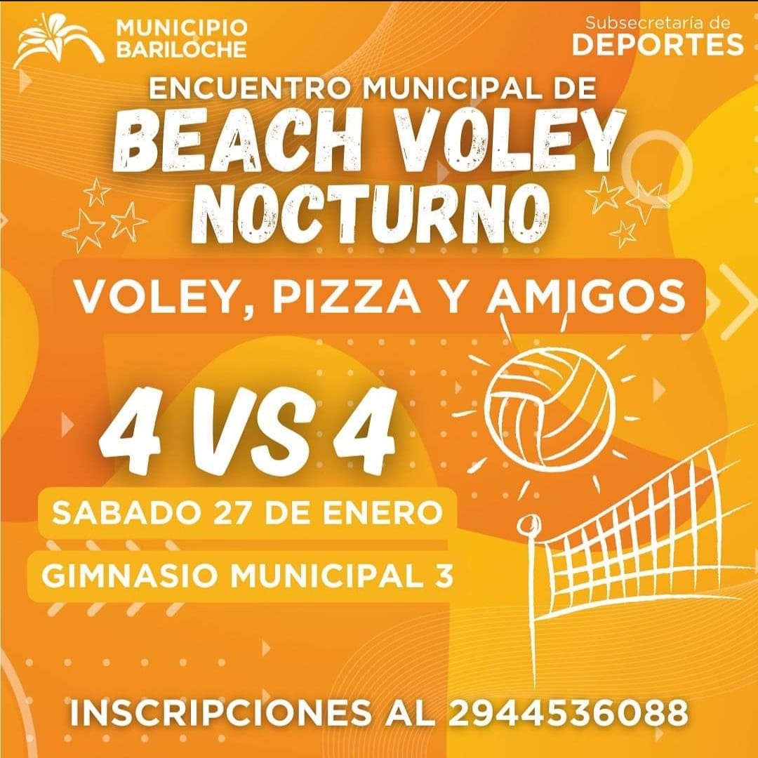 Imperdible Encuentro Municipal de Beach Vóley Nocturno en Bariloche