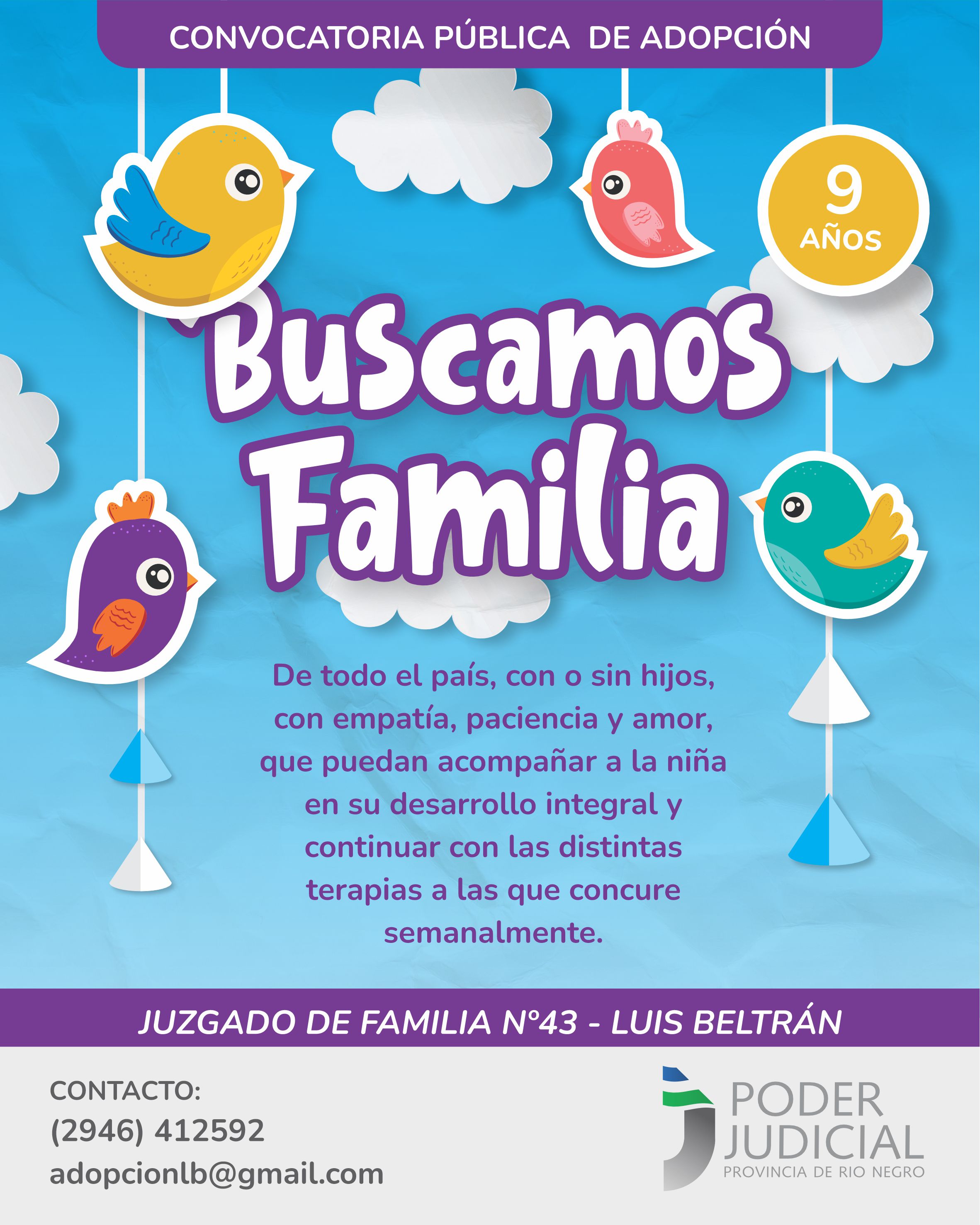 Río Negro: convocatoria a todo el país para adoptar a un niña de 9 años