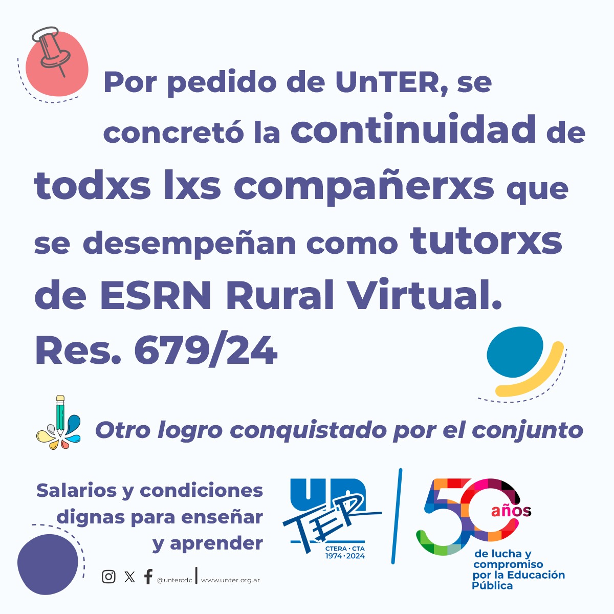 Río Negro: UnTER logró la continuidad de tutores de las ESRN Rural Virtual