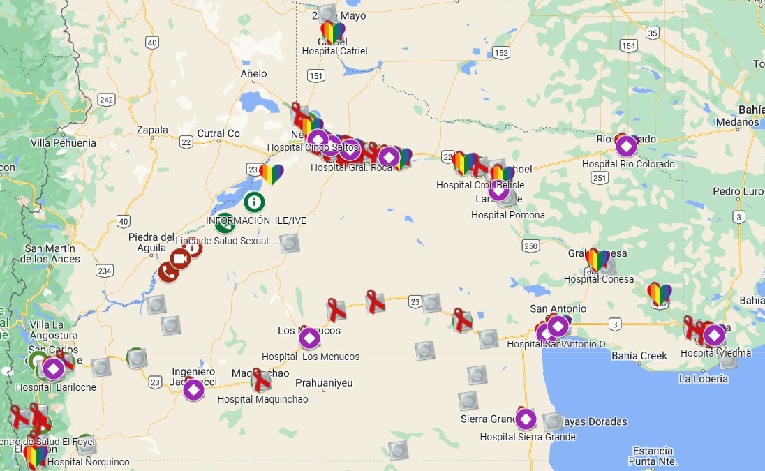 Mapa de atención y entrega de anticonceptivos en Río Negro