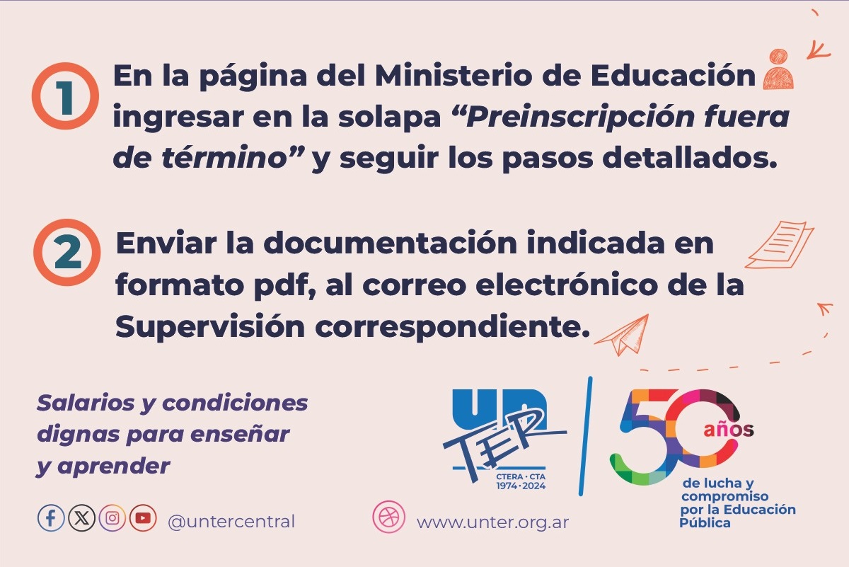 El 27 de febrero inicia la inscripción docente fuera de término en Río Negro