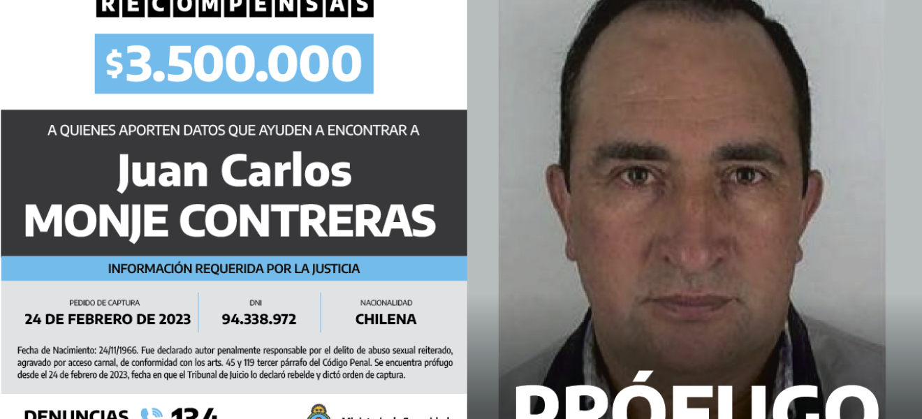 Bariloche: Sigue vigente la captura y detención de Juan Carlos Monje Contreras