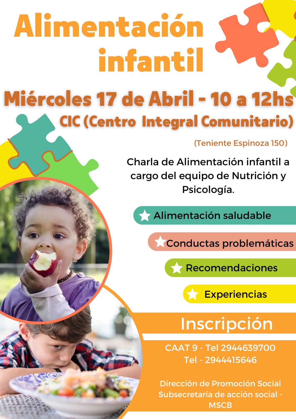 Charla sobre Alimentación Infantil el miércoles 17 en Bariloche