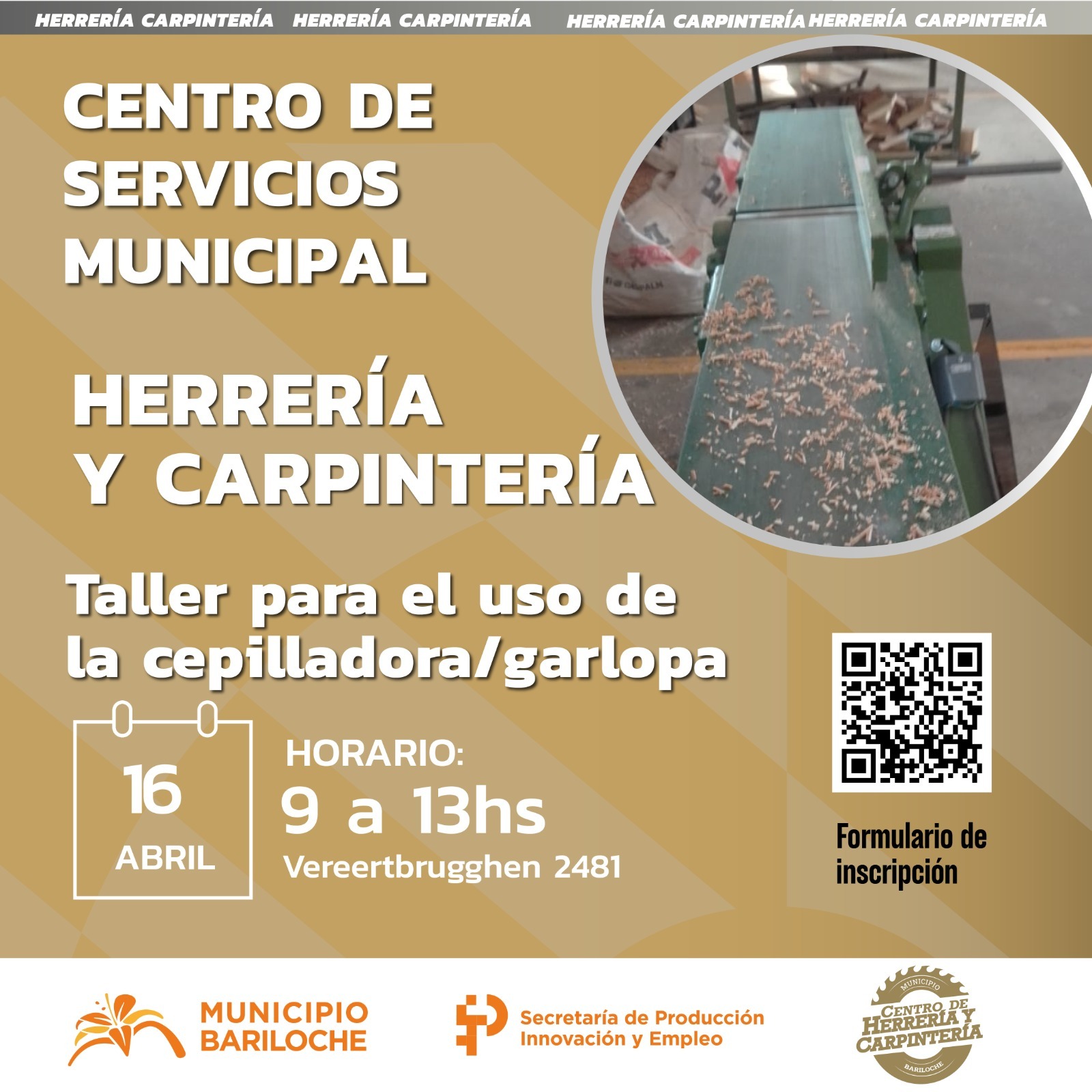 Bariloche: taller para el uso de la cepilladora/garlopa