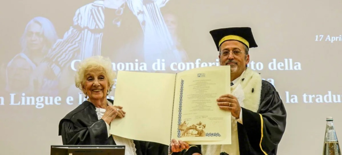 Estela de Carlotto fue distinguida en Roma con la Laurea Honoris Causa