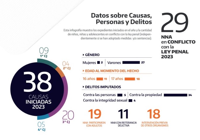 Indicadores penales juveniles Río Negro: 29 niños, niñas y adolescentes tuvieron un conflicto con la ley en 2023