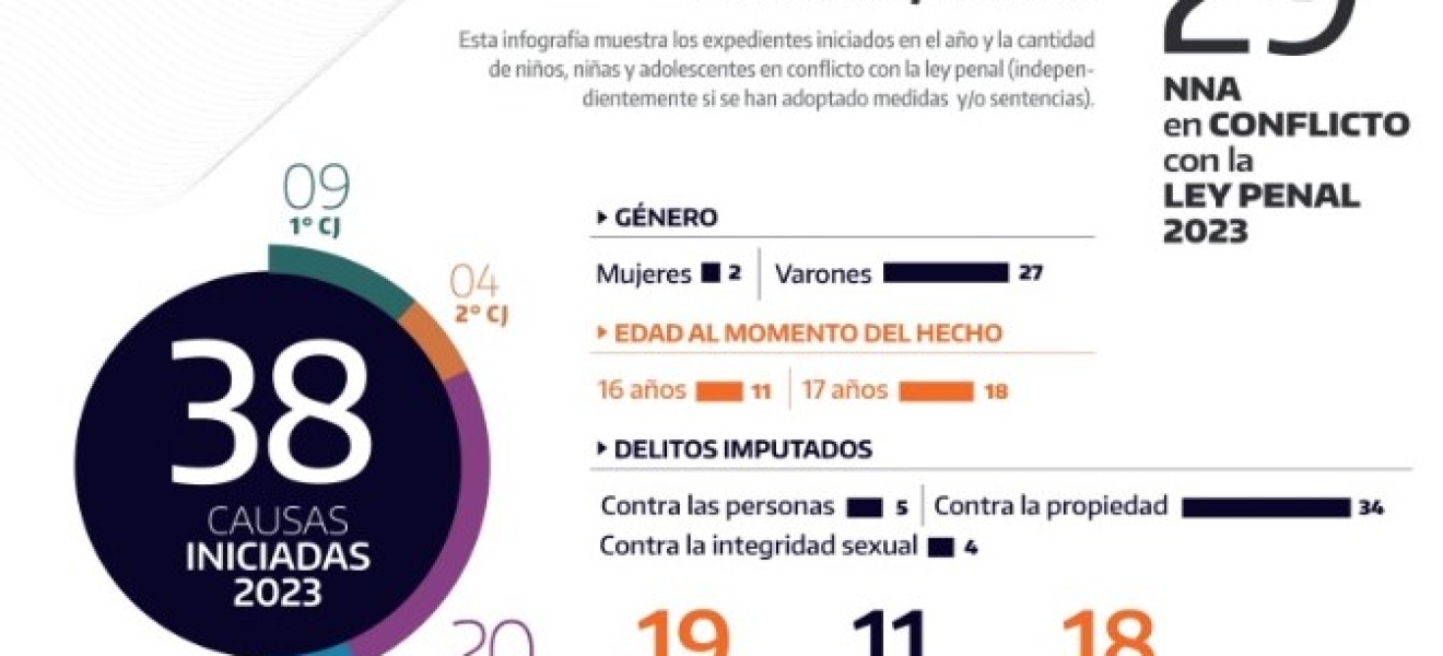 Indicadores penales juveniles Río Negro: 29 niños, niñas y adolescentes tuvieron un conflicto con la ley en 2023