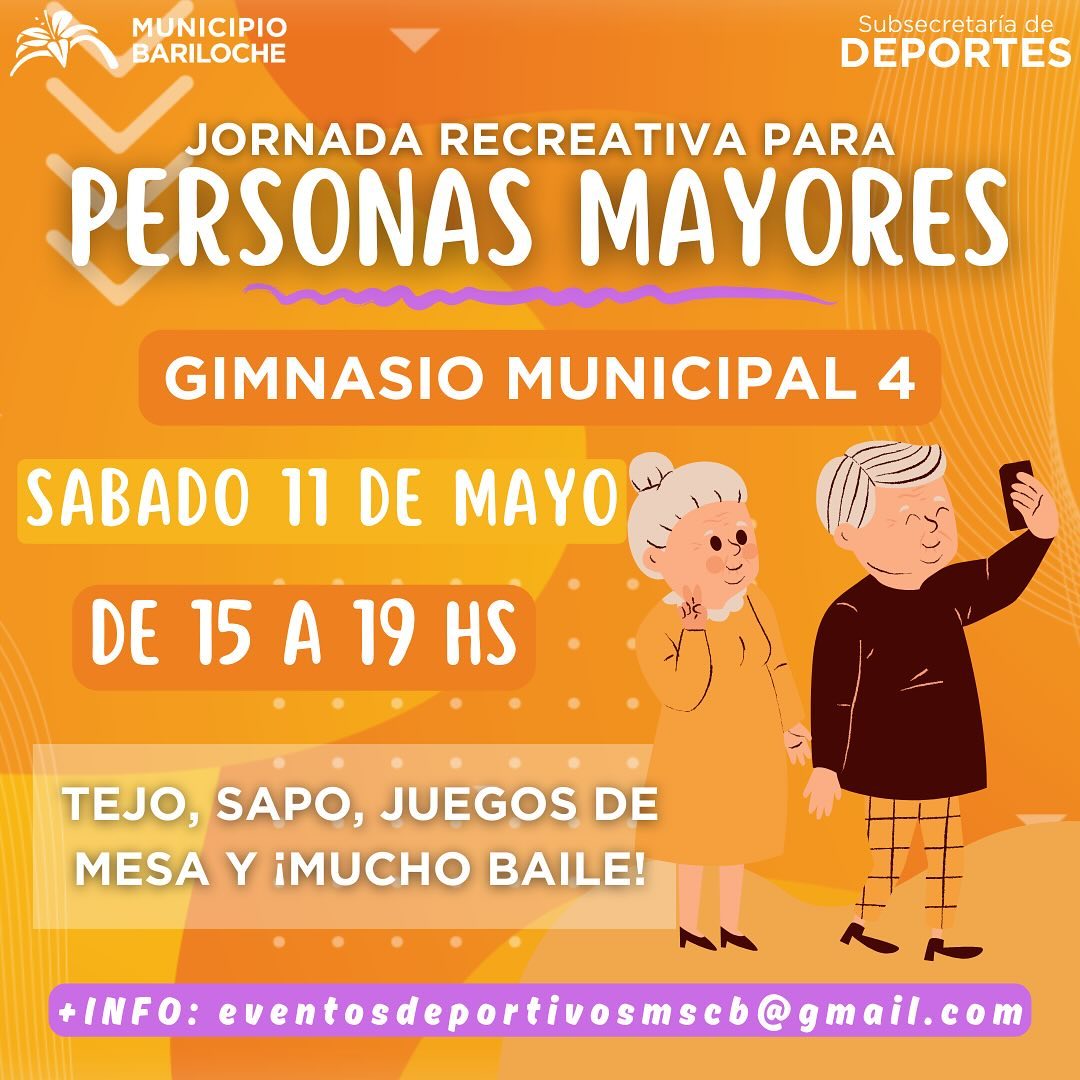 Jornada recreativa en Bariloche para Personas Mayores, este sábado en el Municipal 4