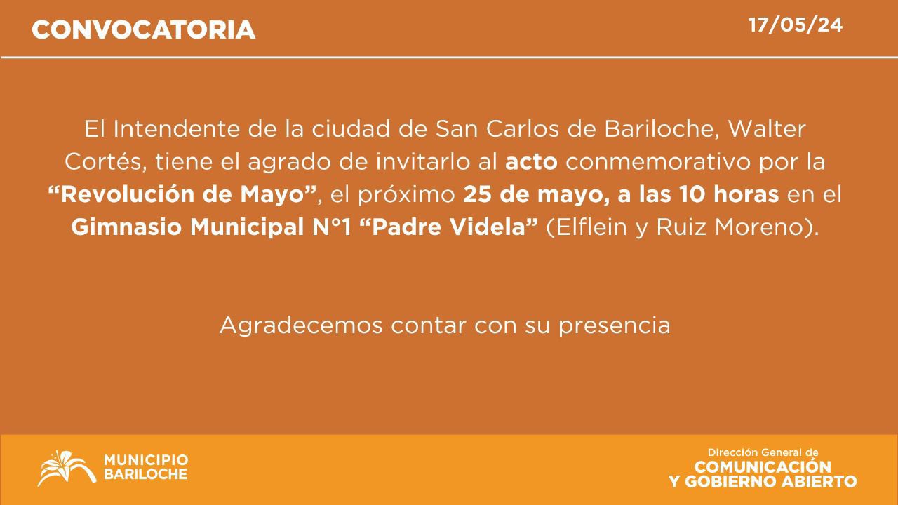 Municipio de Bariloche invita a la comunidad a festejar el Día de la Patria en el Gimnasio Nº1