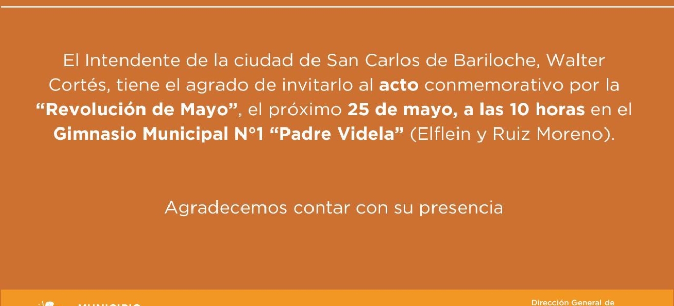 Municipio de Bariloche invita a la comunidad a festejar el Día de la Patria en el Gimnasio Nº1