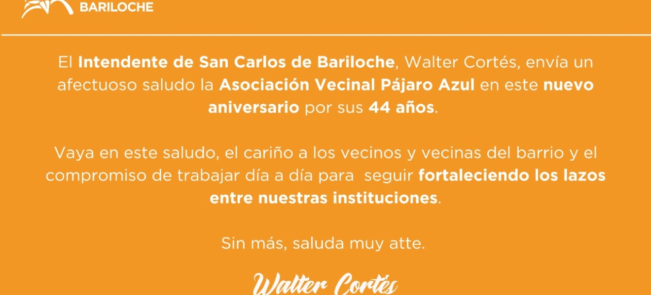 Bariloche: La Asociación Vecinal Pájaro Azul festeja sus 44 años