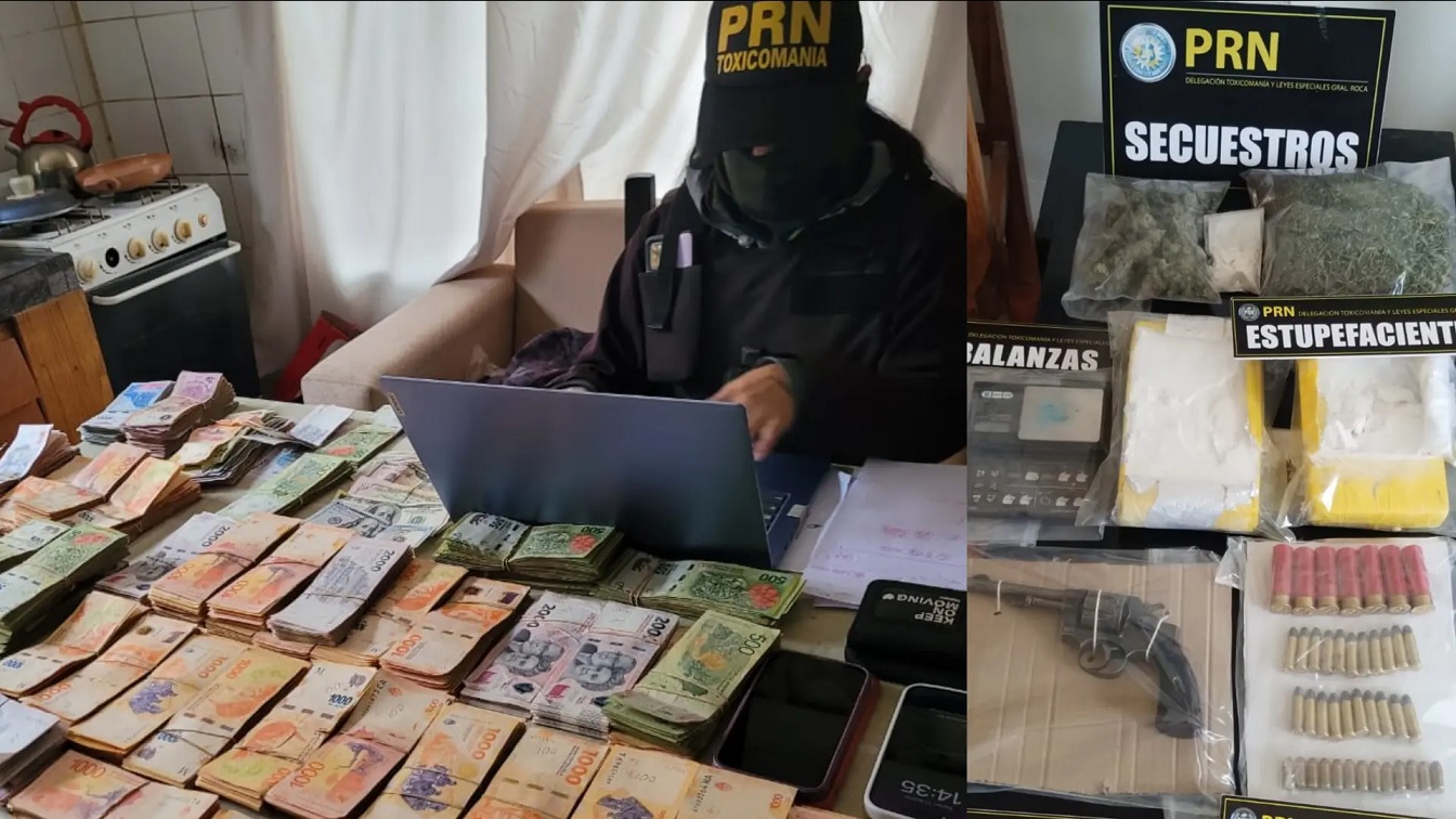 Megaoperativo antidroga en General Roca: incautaron sustancias y armas