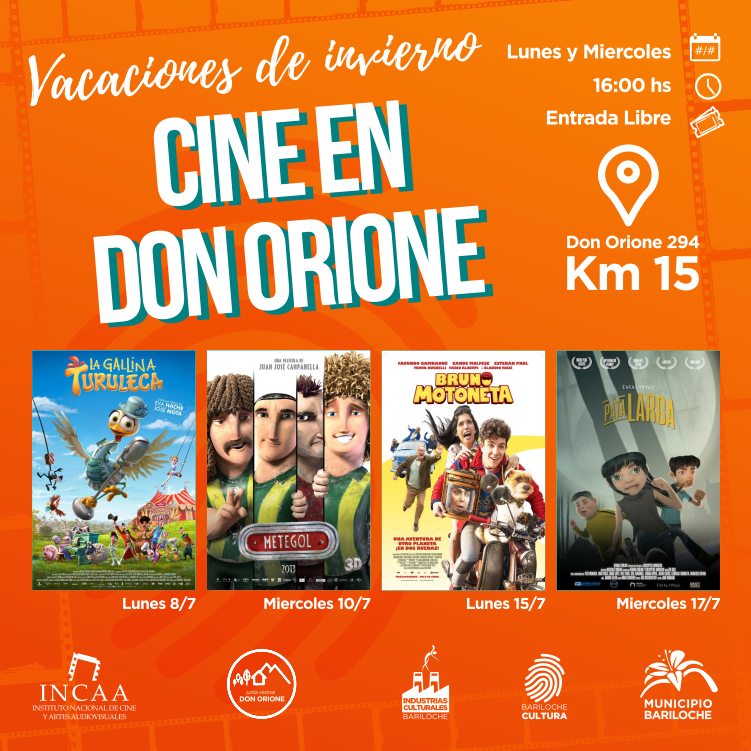 Vacaciones en Bariloche: cine en la Junta Vecinal Don Orione