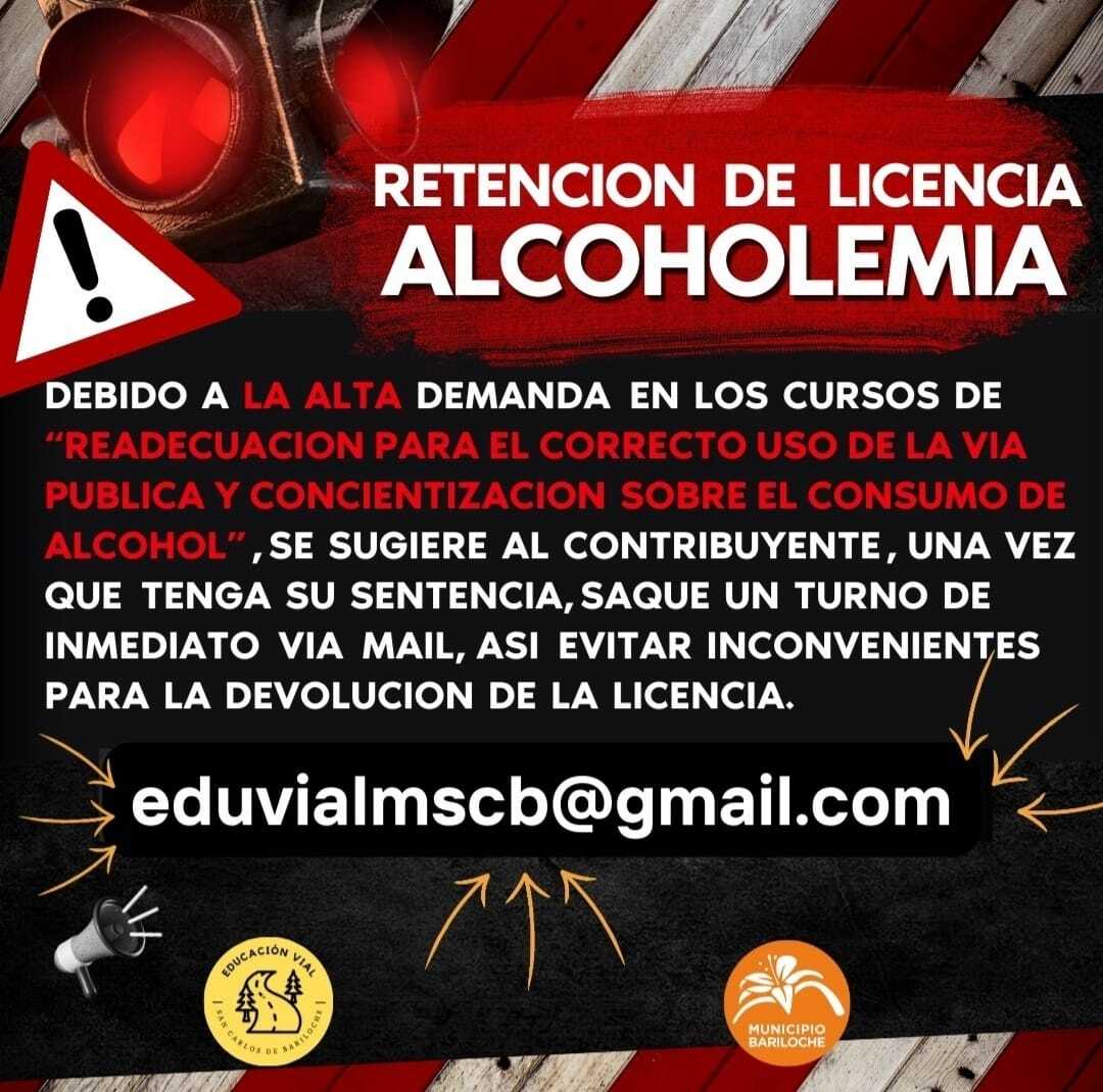 Retención de Licencias por alcoholemia positiva en Bariloche