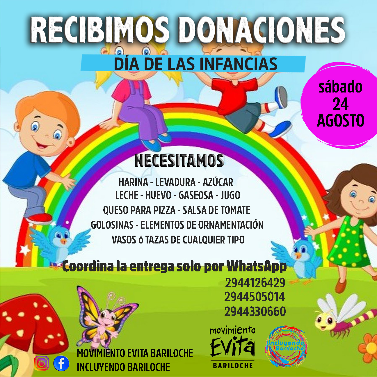 Bariloche: solicitan donaciones para la celebración del Día de las Infancias