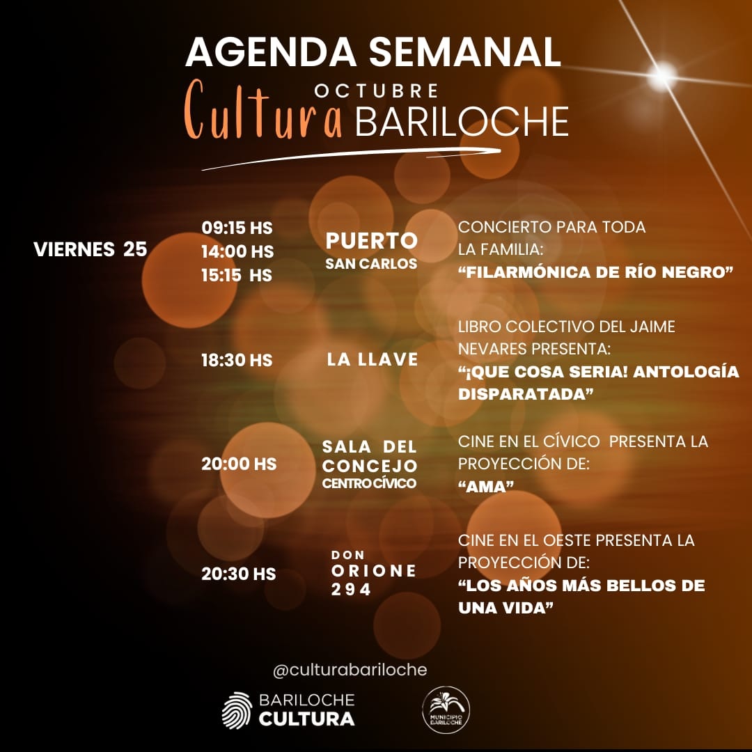 Agenda Cultural para este viernes en Bariloche