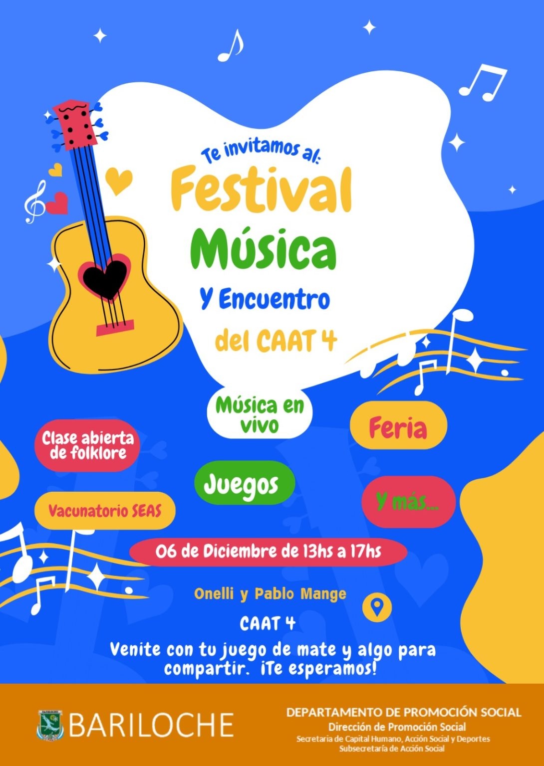 Celebrá la música y la comunidad en el Festival del CAAT 4 de Bariloche