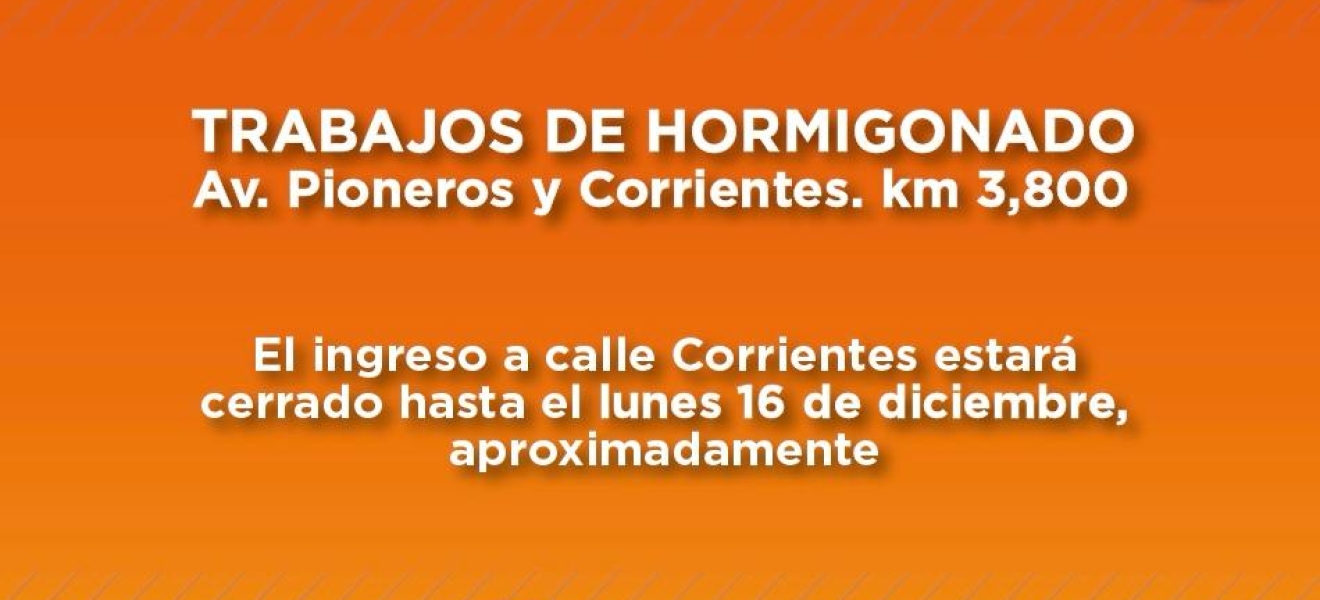 Obras de hormigonado en Av. de los Pioneros Km 3.800