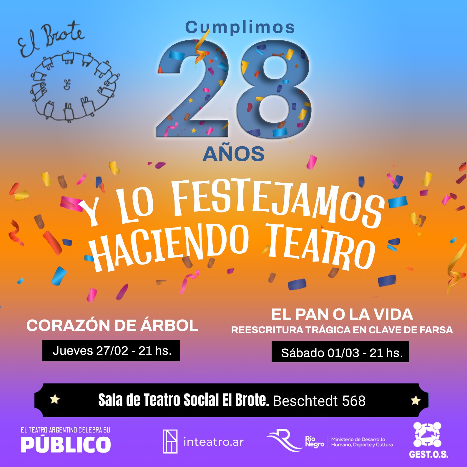 El Brote cumple 28 años en Bariloche y lo festeja con dos propuestas teatrales