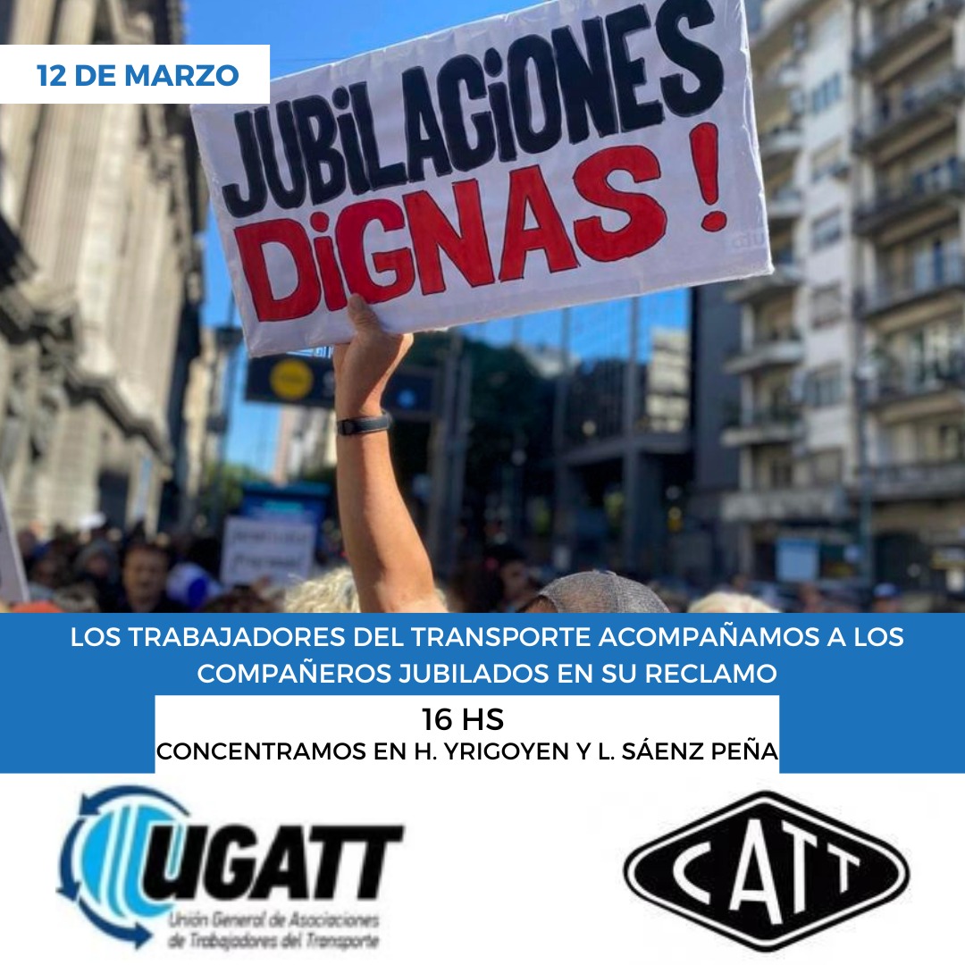 Gremios del Transporte se suman a la marcha en apoyo a Jubilados