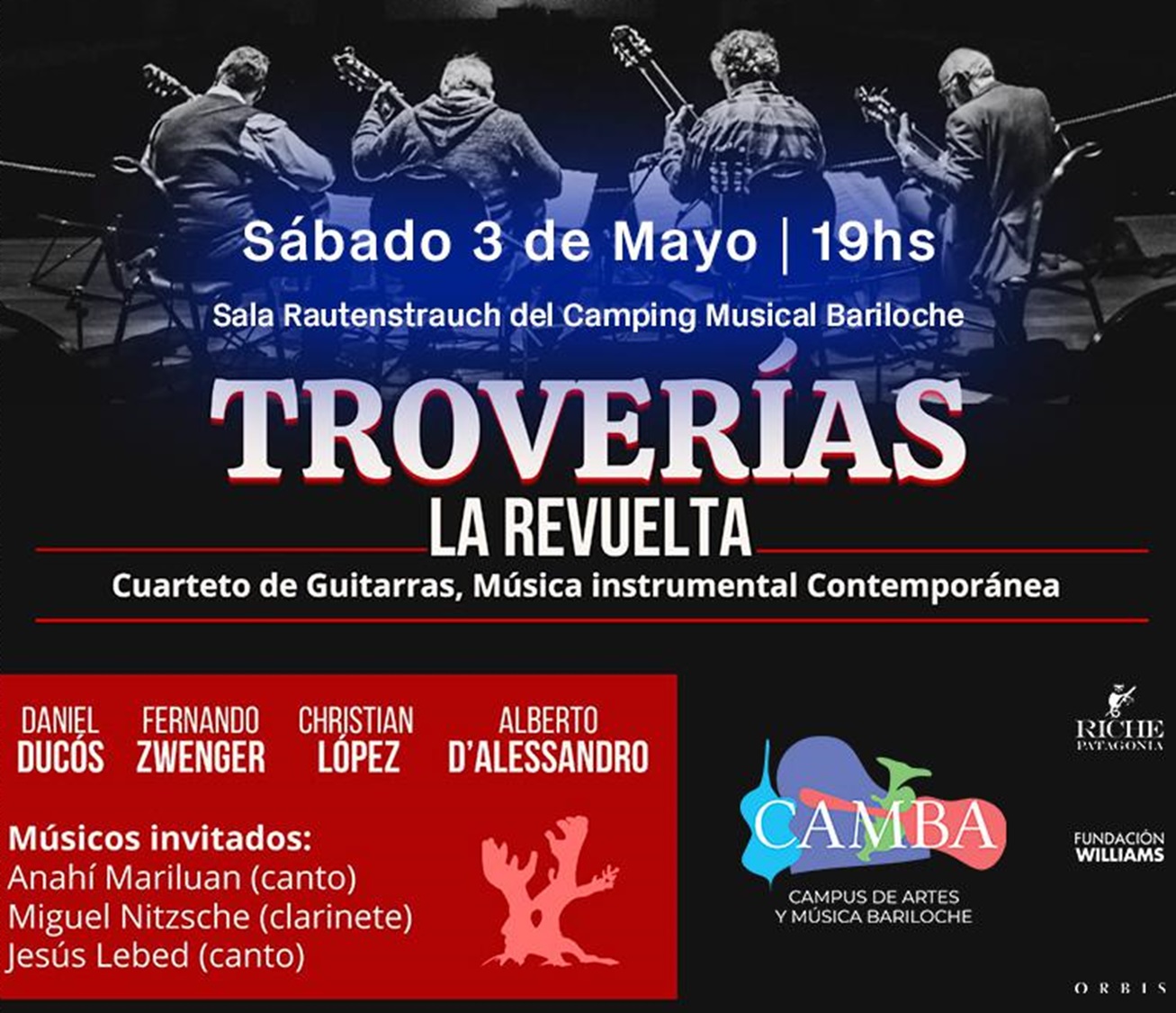 Troverías cuarteto de guitarras en el Camping Musical Bariloche