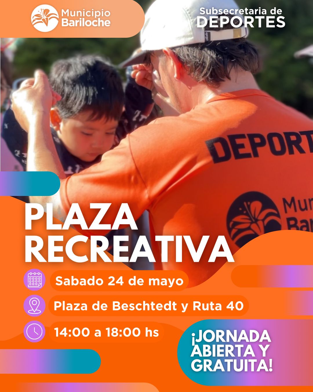 Este sábado jornada gratuita de Plazas Recreativas en Bariloche