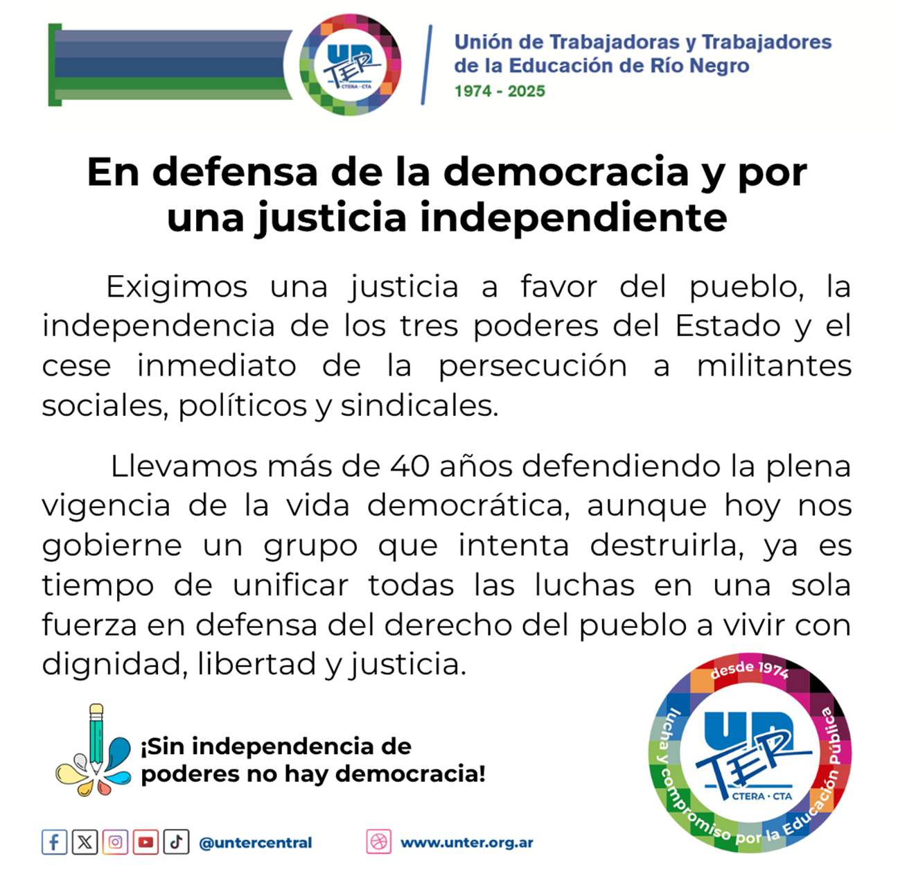 Unter: Sin independencia de poderes no hay democracia