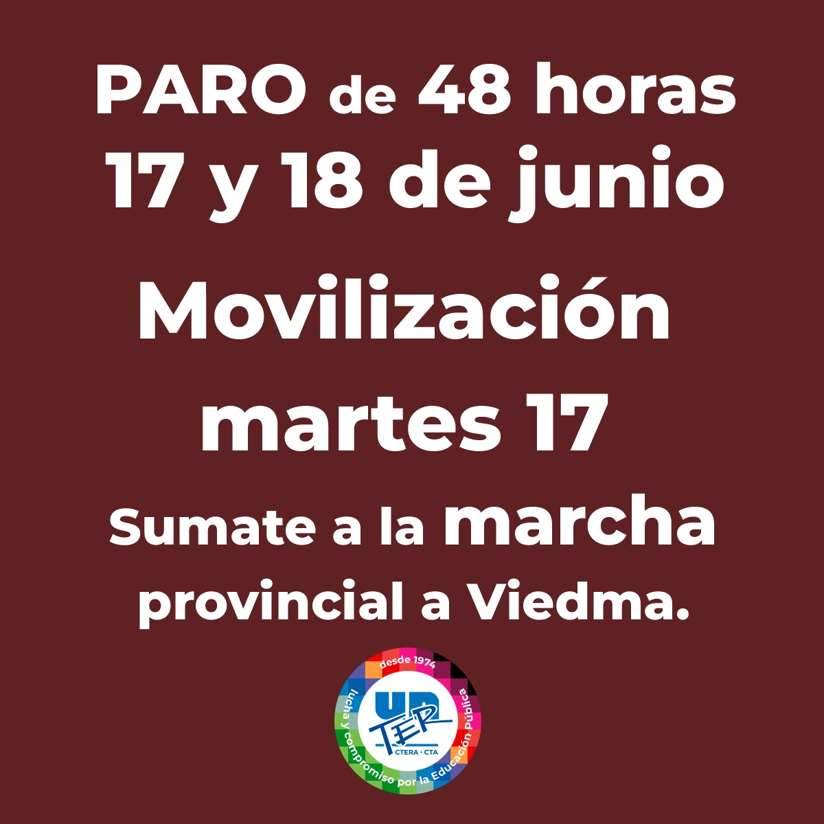Paro y movilización docente en Río Negro: Basta de ajustar a lxs trabajadorxs